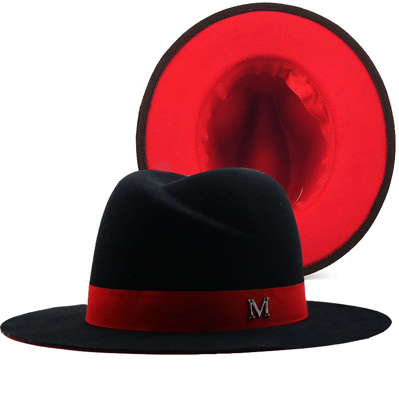 New Outer Black Inner red Wool - Fedora Hat Wool review and price