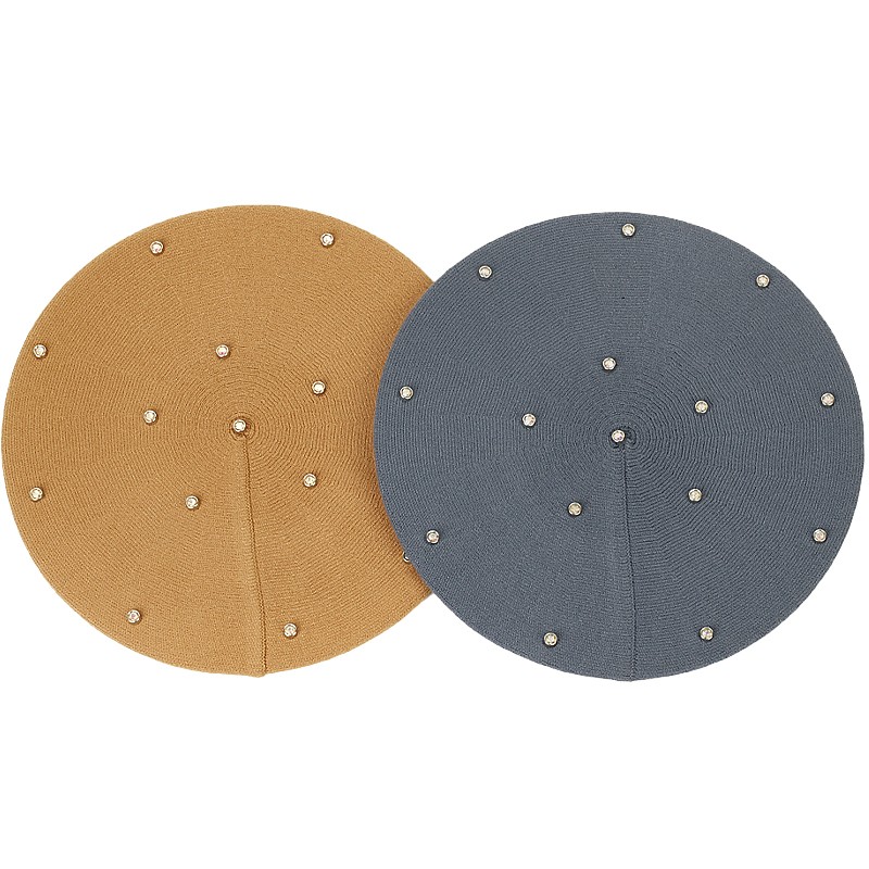 Women's Colour Rhinestones Ber - Beret French Wool review and price