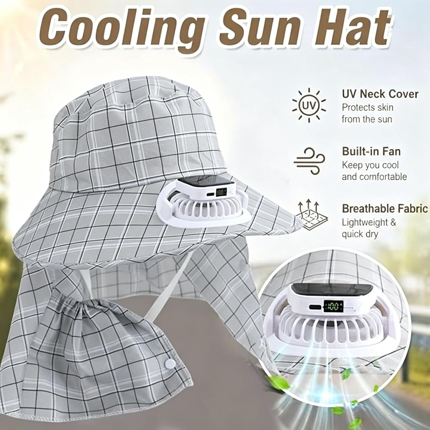 1PC Solar Power Neck Guard Fan - Visor Sun Hat review and price