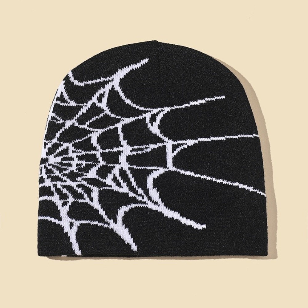 Y2K Soft Spider Web Pattern Be - Beanie Cuffed Knit review and price