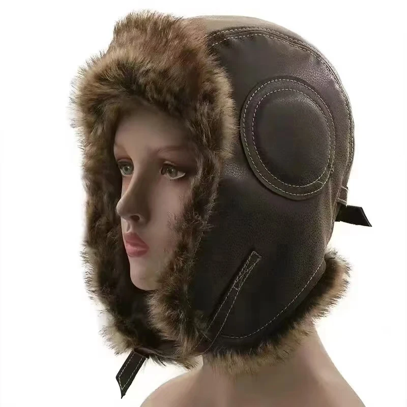 Leather SnowWint Cap With Ear  - Trapper Hat Ear Flap review and price