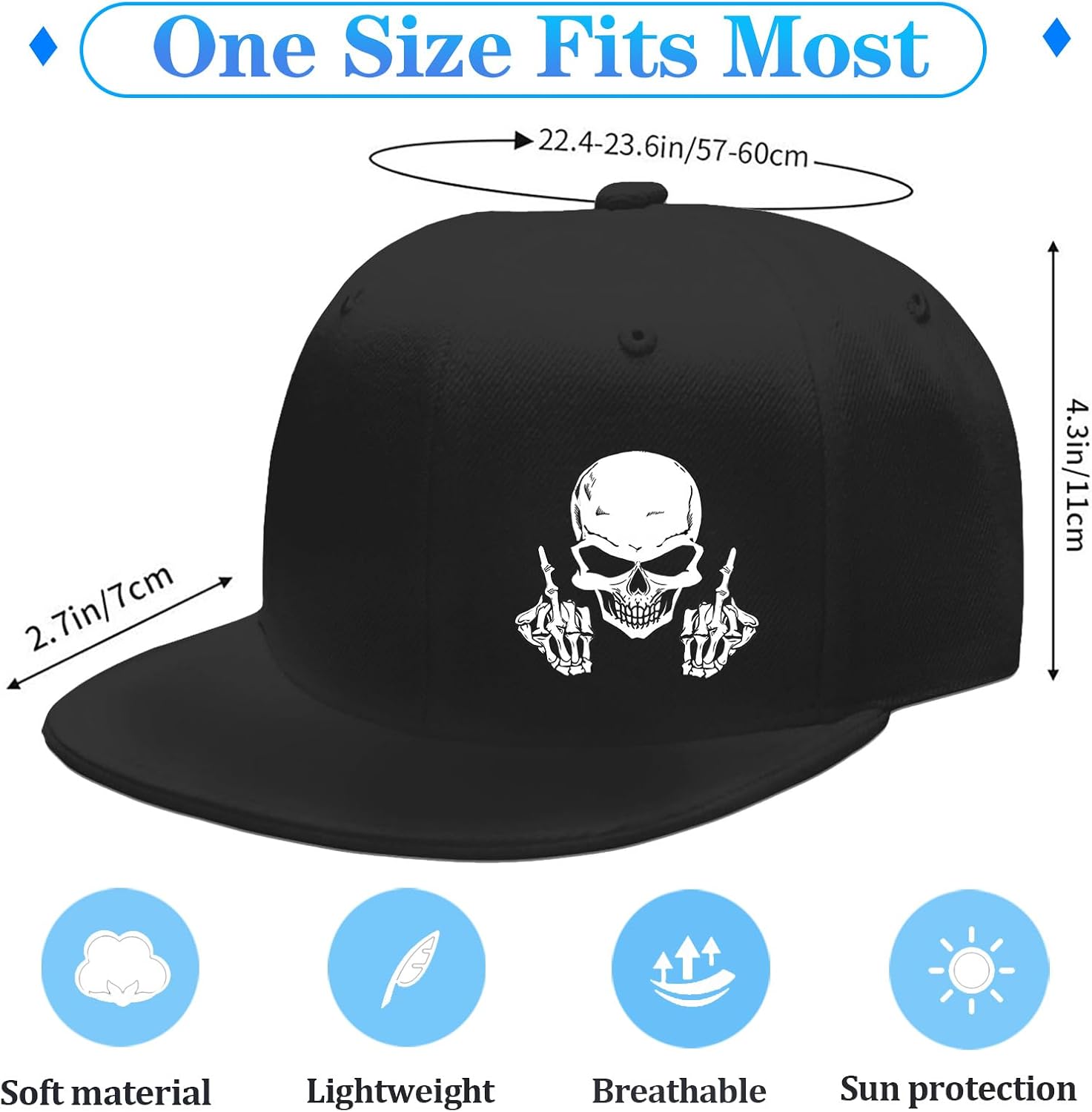 Skull Middle Finger Snapback H - Snapback Hat Flat review and price