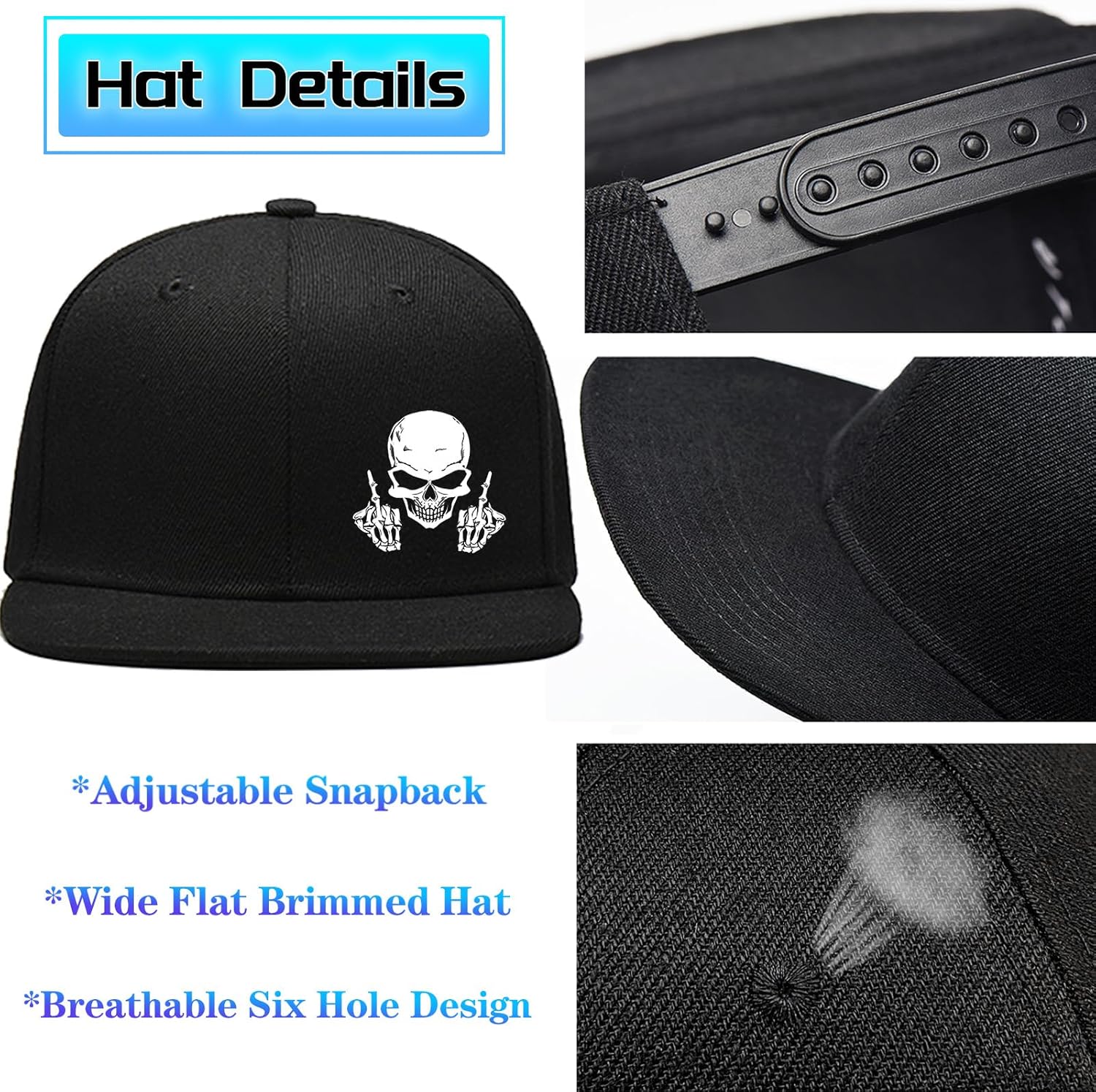 Skull Middle Finger Snapback H - Snapback Hat Flat review and price